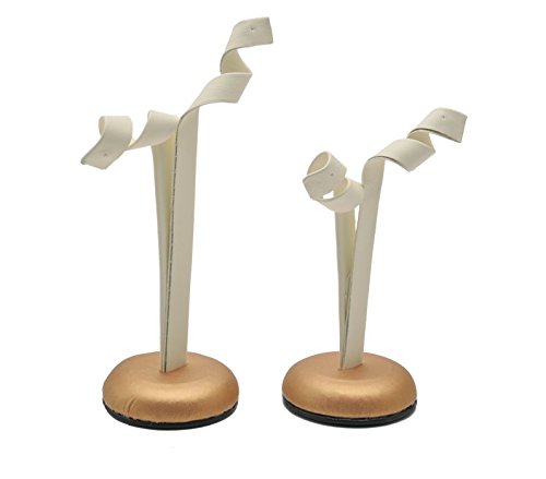 2 Piece Champagne Beige Leather Jewellery Display Earrings Frame