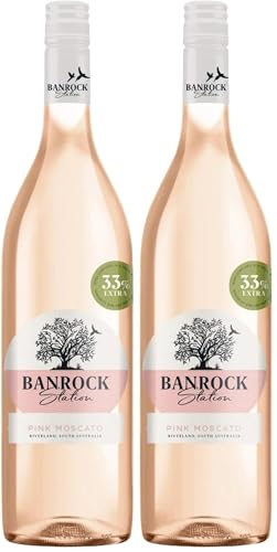 Banrock Station Pink Moscato (1 x 1Ltr Vegan) (Pack of 2)