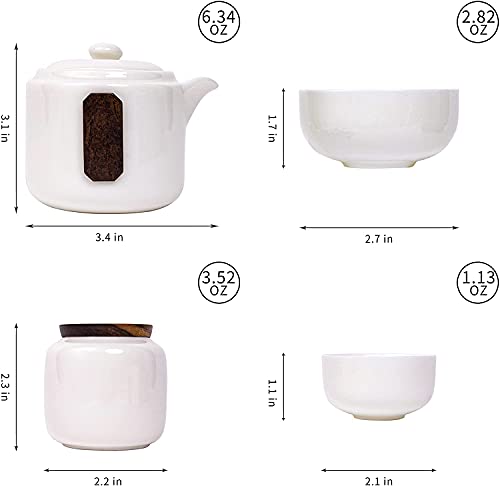 Draagbare Travel Tea Set,Witte Keramische Theeset, Theepot met Water Filler, Theekopjes voor 7 - Image 6