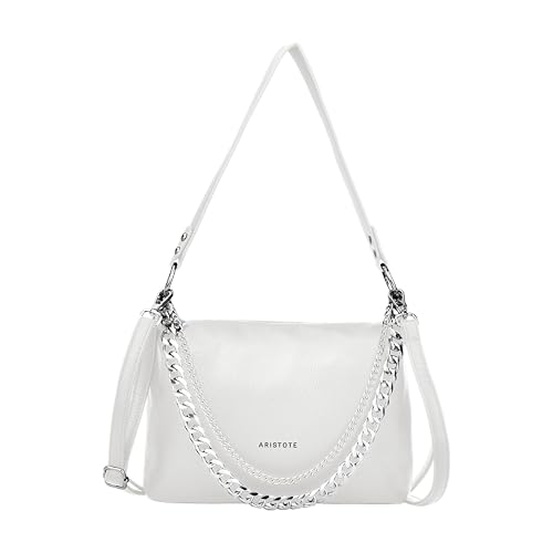 ARISTOTE Shoulder Bags for Women, Leather Purse Handbag Hobo Tote Crossbody Wallet with Removable Strap