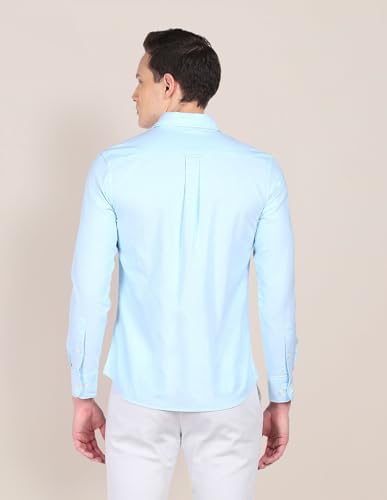 Image of U.S. Polo ASSN. Men's Solid Spread Collar Premium Cotton Oxford Tailored Fit Shirt