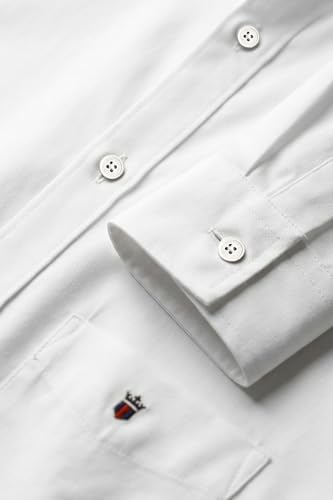 Image of Louis Philippe Men's Slim Fit Signature Oxford Easy Care, Natural Stretch Full Sleeve Solid Casual Shirt, Cotton