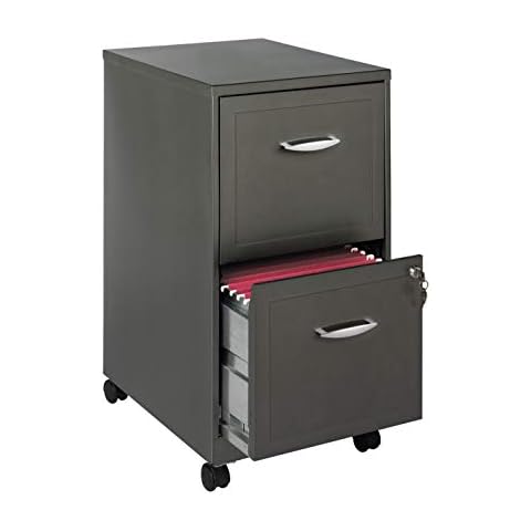 Office Dimensions 18" 2 Drawer Mobile Smart SOHO Vertical File Cabinet, Metallic Charcoal Cover