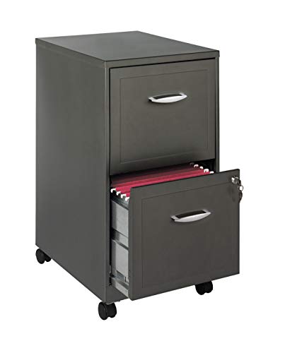 Office Dimensions 18" 2 Drawer Mobile Smart Soho Vertical File Cabinet, Metallic Charcoal #TOP10