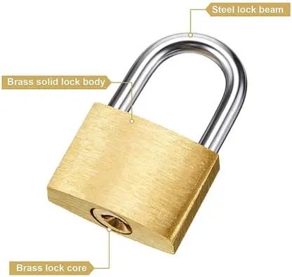 Image of 30mm Solid Brass Padlock | Double Bolt Lock with Hardened Shackle | Water-Resistant | 3 Brass Keys | Ideal for Main Doors, Home, Luggage, Cabinets, Lockers & Toolboxes (Pack of 1)