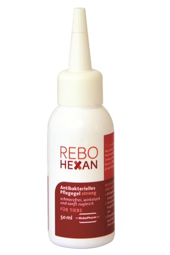 ReboHexan Gel Strong 50 ml: Hochviskoses Pflegegel für Tierwunden, unterstützt die Hautregeneration, Reduziert Narben, Verhindert Ankleben an Verbänden, Ideal für Hautpflege