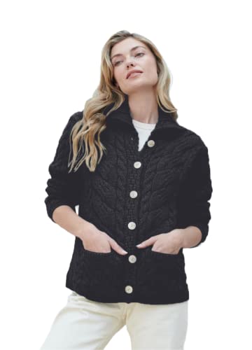 Image of Ladies Buttoned Cabled Cardigan-L