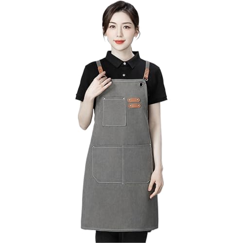 Tablier de Travail avec Poches - Tablier pour Serveurs et Serveuses d'Établissement | Toile Résistante aux Taches avec 3 Poches pour Restaurant Poterie Jardinage Salon Grillade Cuisine Pâtisserie