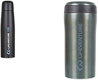 TiV Vacuum Flask, Dark Grey & Lifeventure Thermal Mug, Insulated & Leakproof Travel Mug, 300ml
