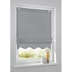 Estor Plegable Olivia Gris, Montaje Sencillo sin taladrar, con Ojales y Ganchos, 60 * 140