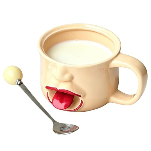 Tazas de café novedosas de 255 ml con cuchara decorativa de cerámica 2