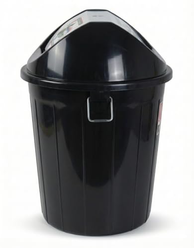 Image of Milan Plastic Swing Lid Garbage Dustbin 80 Litre Black