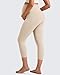 G4Free Maternity Leggings with Pockets Yoga Tight Fit Over The Bump Pregnancy Workout Crop Capri Pants Athletic(Light Khaki,M)