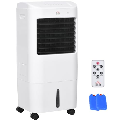 HOMCOM Portable Evaporative Air Cooler, 3-In-1 Ice Cooling Fan, Bladeless Swamp Cooler and Humidifier with 15L Water Tank, Remote Timer, 60° Oscillating, for Home Office Bedroom image 1