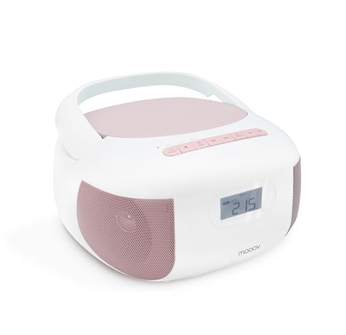 Metronic 477185 - Radio CD Lector portátil con Bluetooth Rosa, Compacto Reproductor de CD con Altavoz estéreo, Entrada USB, microSD, Radio FM, Entrada AUX y Conector para Auriculares
