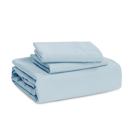 Image of Bedsure Sky Blue Duvet Cover Queen Size - 3 Pieces Prewashed Cotton-Like Polyester Extra Soft Bedding Set, Includes 1 Duvet Cover 90x90 Inches with Zipper Closure & 2 Pillow Shams, No Comforter
