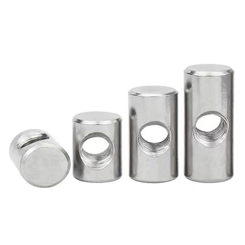 バレルナット、10個 304 ステンレススチール 円柱ピン ダボ クロスホールハンマー 埋め込みナット 木製家具 M4 M5 M6(サイズ:M4x16 OD6)