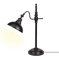 JCPYIUL Industrial Desk Lamp Black Farmhouse Task Lamps Adjustable Rustic Modern Table Lamp E26 Vintage Metal Eye-Caring Reading Lamp for Office Living Room Dorm