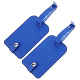 2pcs Blue PU Travel Luggage Tag with Privacy Cover for Duffel Bags