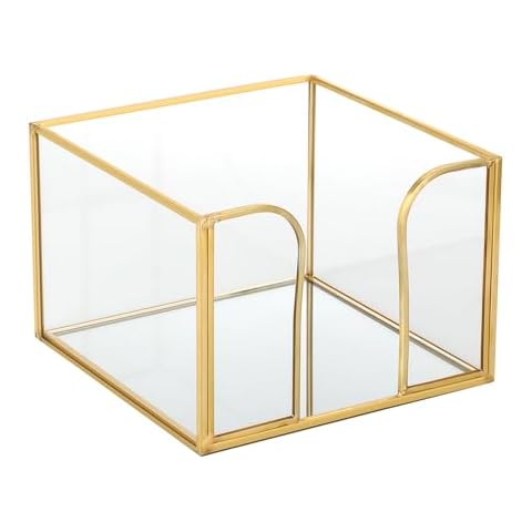 SUMTree Gold Glass Napkin Holder with Mirror Cover