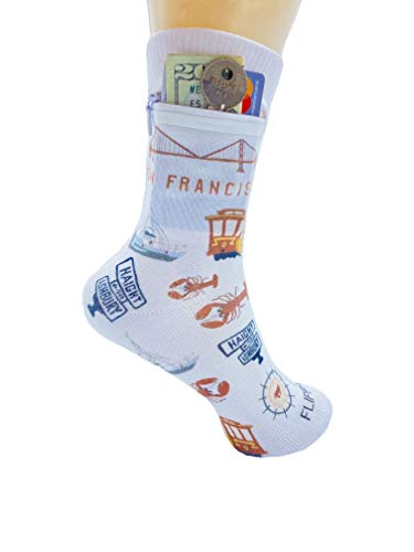 Image of Zipper Sock Wallet - Cotton & Polyester Zipper Socks with Pockets - Fits shoe size 6-13