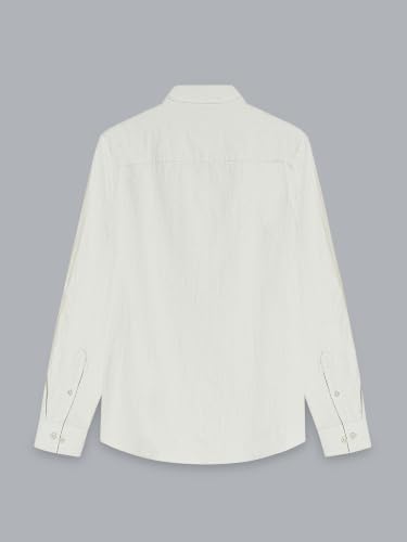 Image of StitchX Men's Seersucker Band Collar Pure Cotton Striped Kurta Shirt-S-2XL