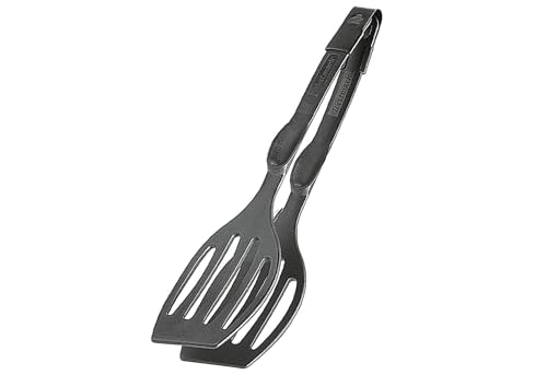 Westmark Double Spatula Tongs 2 in 1 Flipper Spatula & Grip Tongs Heat Resistant 410F (210C) Barbecue Clamp Flat Spatula German Design for Fish Eggs Grilled Cheese or Meat 11 Inch Black