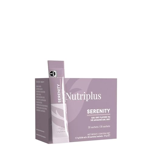 FARMASi Nutriplus Serenity Earl Grey Herbal Tea – Caffeine-Free Instant Bergamot Tea Blend, Refreshing Hot or Iced Stick Tea, 30 Servings