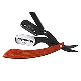 DEDGE Straight Razor Retro Wooden Handle Double Edge Razor Barber Beard Shaver
