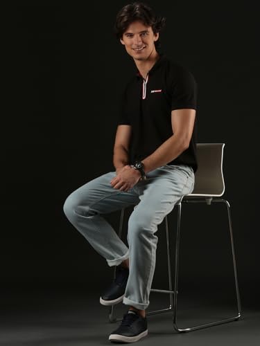 Image of TVS Originals Racing Men's Polo T-Shirt | 100% Polyester | Quick-Dry | Antimicrobial Finish | Zipper Placket | Reflective Branding | Lightweight Activewear | 200 GSM | Regular Fit