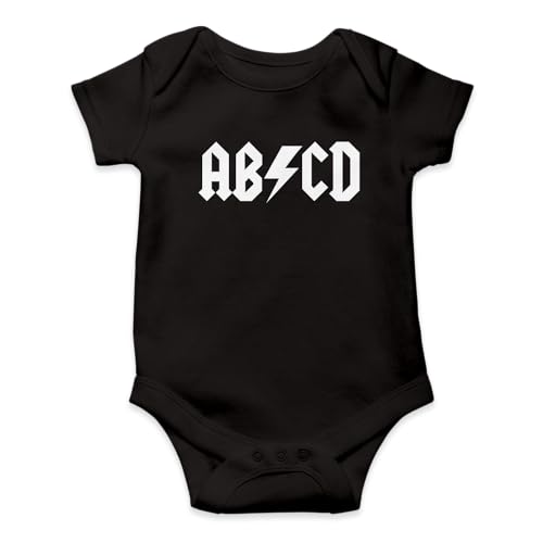 Image of SMARTYPANTS ABCD Black White Babygrow - Rock Roll Metal ACDC Lightning Bolt Funny New Parents Baby Grow Romper Bodysuit Infant Vest Baby Shower Gifts Presents (Black, 3-6 Months)