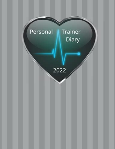 Personal Trainer Diary 2022: Appointment planner. Day to a page with hourly client times to ensure home business organization. Unique themed interior ... gym icons on each day. Two tone grey stripe. image 2