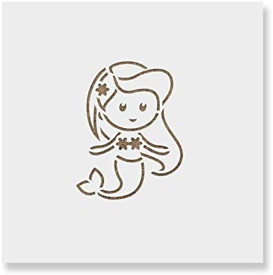 Mermaid Cookie Stencil Template - Reusable & Durable Food Safe Stencils for Cookies and Baking