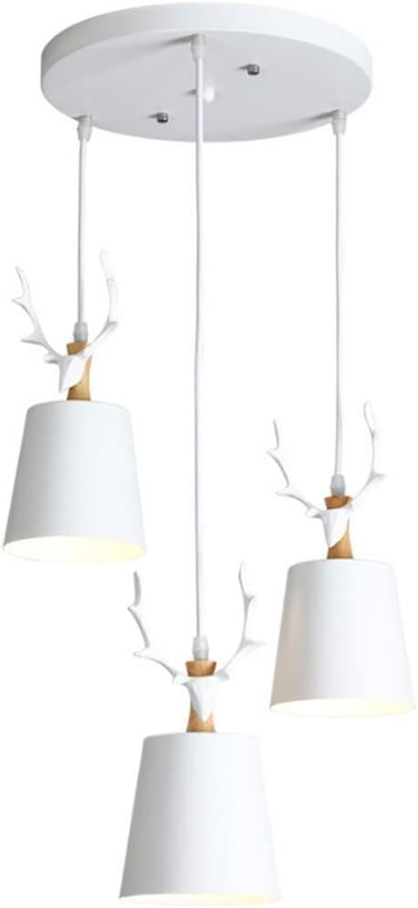 Restaurant Decorative Chandelier Antler Lighting White Wrought Iron Hanging Lamp Compatible with Kitchen Dining Room Living Room Bedroom