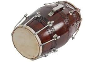 17-InchesBolt Tuned Handmade Dark Wood Dhol Drum Music Instrument - Satnam Traditional