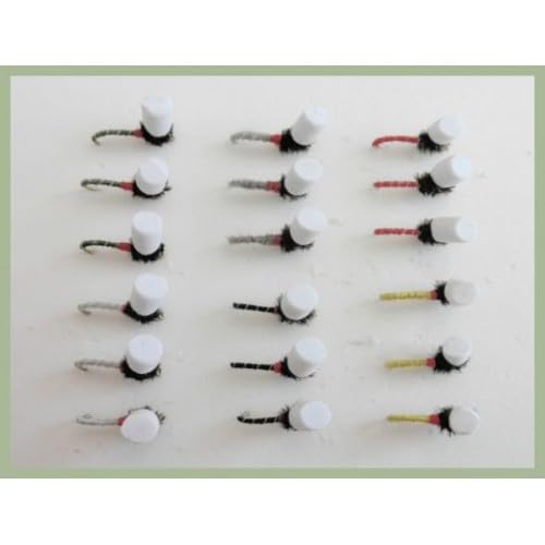 18 Barbless Suspender Buzzers - 6 Colours, choice of sizes, Buzzer trout flies (Mixed)