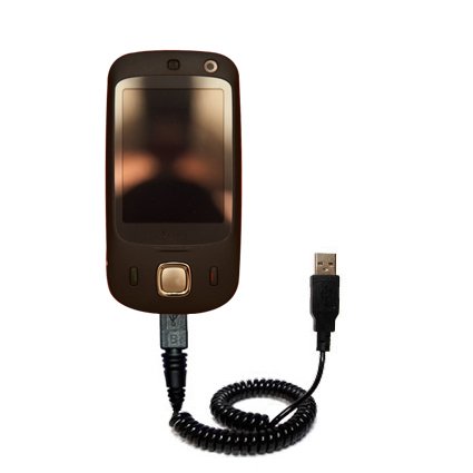 Gomadic Coiled Power Hot Sync USB Cable for The HTC Touch Slide with Both Data and Charge Features - Uses TipExchange Technology