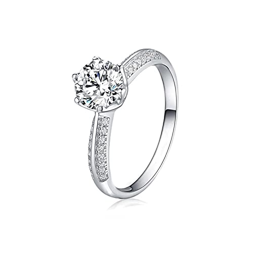 Bague Moissanite 1ct StarGems solitaire argent 925 double couche zircone pour alliance mariage