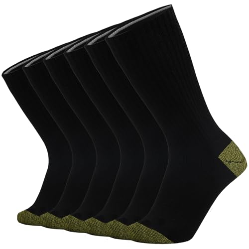KMM Full Cushion Crew Athletic Work Socks for Men Boot(YellowBlack L)