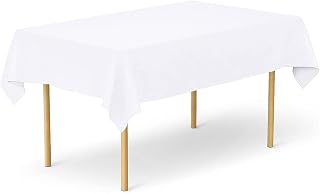 Plastic Tablecloth Disposable Table Cover for Rectangle Table - 3 Pack PEVA Table Cloth for Picnic Birthday Wedding Graduation Party Christmas Use 54 x 108 inch White
