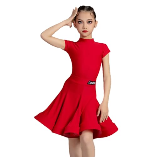 Rot,170, Mädchen Latein Tanzkleid Kinder Tanzkostüm Salsa Kinder Tango Kleider Tanzen Bühnenshow Wettbewerb Kleid