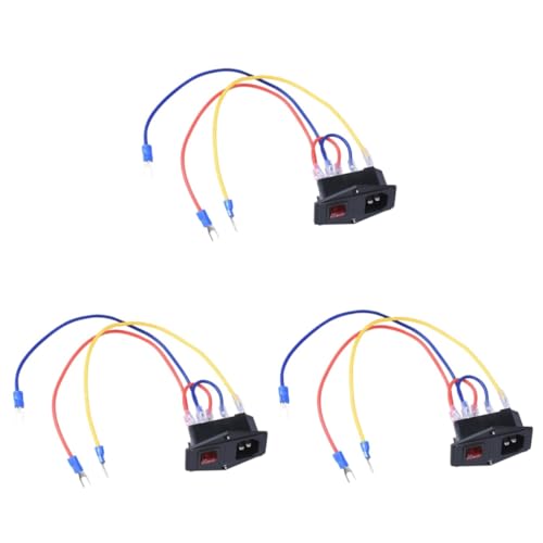 BUGUUYO 3pcs Power Outlet Rocker Module Fuse for Printer Slim Plug off Switch Black Switch Outlet for Home Office