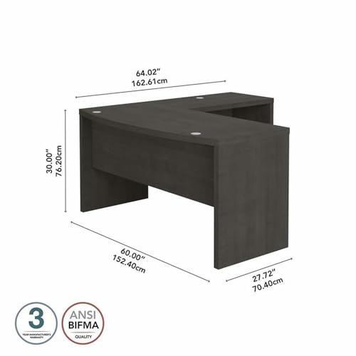 Image of Bush Business Furniture Echo L Shaped Bow Front Office Desk in Charcoal Maple, Modern Computer Table for Home or Professional Workspace