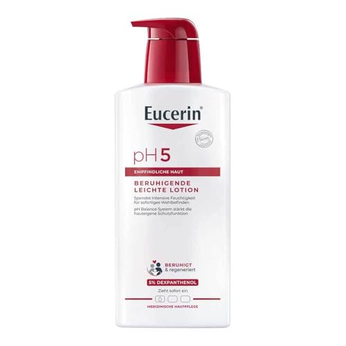 Eucerin pH5 Beruhigende Leichte Lotion 400 ml, schnell einziehende Feuchtigkeitscreme für trockene und empfindliche Haut, Hautpflege mit Dexpanthenol und Glycerin