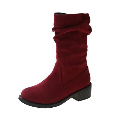 Bottes western mi-mollet femme en cuir PU avec semelle antidérapante