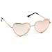 WearMe Pro Women Metal Heart Frame Mirror Lens Cupid Heartshape Sunglasses (Mirror Pink Lens, 55)
