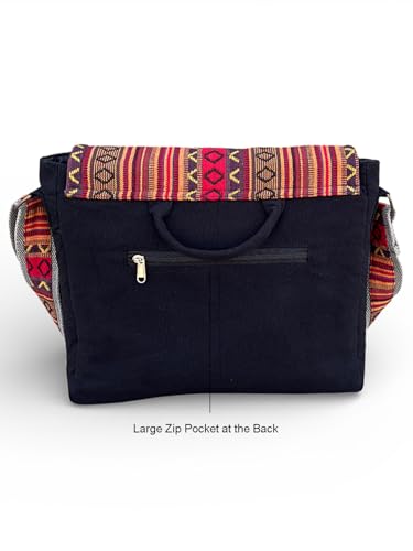 Image of The House of tara Handloom Fabric Messenger Bags for Women | Cotton Canvas Laptop Sling Bag Upto 15.6 Inches | Stylish Crossbody Sling Bag Comes with Flap Closure.