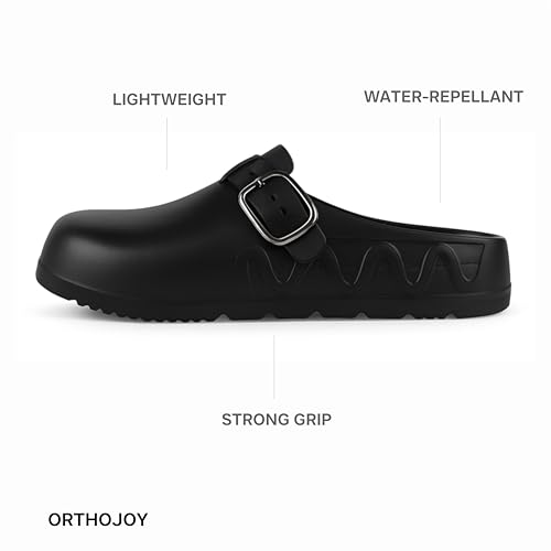 Image of ORTHO JOY Orthopedic Arch Support Clogs for Women - Comfort Slip-On Toe Post Slides with Adjustable Strap & Cushion Sole