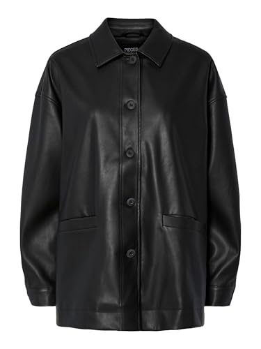 Sobrecamisa de mujer PIECES Pcjamilla cazadora efecto piel negra casual