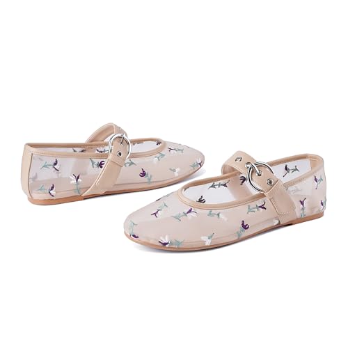Image of Ballet Flats Mesh Shoes for Women Mary Janes Flats | Wide Feet Options, Woven Mesh Flats, Soft Cushion, Comfortable Ballerina Flats, Casual, Dress Shoes, Daily, Work, Versatile